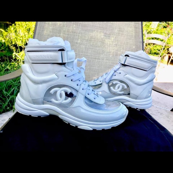 chanel white sneakers clear